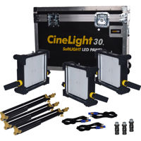 

Fluotec CineLight Studio 30 Tunable Long Throw LED Panel 3-Light Kit (1' Length) with Gold-Mount Battery Plate