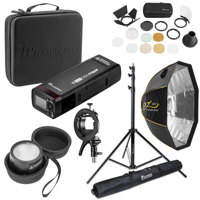 

Flashpoint eVOLV 200 Pro TTL Pocket Flash Round Head Pro, Bundle with Glow S2 Bowens Mount Bracket and EZ Lock Quick Octa Large Softbox