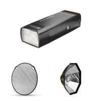 

Flashpoint eVOLV 200 Pro TTL Pocket Flash Bundle with Glow Circular Wind Proof Reflector & Glow EZ Lock 25" Octa Small Quick Softbox