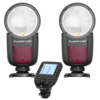 

Flashpoint 2x Zoom Li-on X R2 TTL On-Camera Round Flash Speedlight For Canon (Godox V1) + Flashpoint R2 Pro Mark II 2.4 GHz Wireless Flash Trigger for Canon (Godox X2)