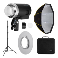 

Flashpoint XPLOR 300 Pro TTL R2 Battery-Powered Monolight Kit with Glow EZ Octa 48" Softbox,9.5' Pro Air-Cushioned Light Stand, and S2 Bowens S-type Mount Bracket