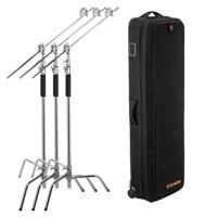 

Flashpoint C-Stand Traveler Kit, Includes 3 10' C (Century) Light Stands Turtle Base Kits and Slinger L6 BigBag C-Stand Rolling Kit