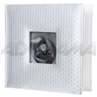 

Adorama Proof Album Series, Holds 200 4x6" Photos, With a 3x3" Window Opening, Color: White Diamond Pattern Cover with White Pages.