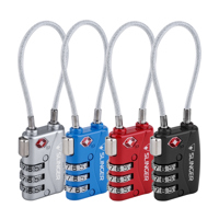 

Slinger TSA Approved Cable Luggage Locks (4 Pack) - Black, Silver, Red and Blue