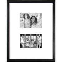

MCS East Village Series 11x14" Wood Picture Frame with a White Mat for 2 4x6" Photograph, 5/8" Molding, Black