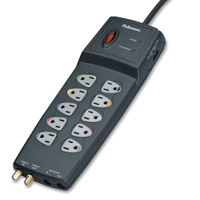 

Fellowes 10-Outlet Power Guard Surge Protector with Phone/DSL, 10 Feet Cord, Coax, Ethernet, Graphite