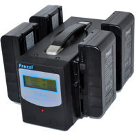 

Frezzi V-Mount Lithium-Ion Quad Power Package, Includes 4x FLB-100V 100Wh 14.8VDC Lithium Ion Brick Battery and FLC-4V Quad Li-Ion Battery Charger