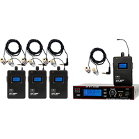 

Galaxy Audio AS-1406-4 Wireless Personal Monitor System (275 Selectable UHF Frequency), Includes AS-1400T Transmitter, 4x AS-1400R Receiver, 4x EB6 Ear Buds, Rack Ear Kit, Antenna