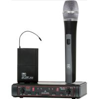 

Galaxy Audio Dual channel wireless system. 16 channel selectable UHF. Includes Handheld transmitter and bodypack transmitter with headset mic and lavalie