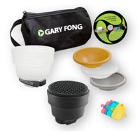 

Gary Fong Lightsphere Collapsible Fashion & Commercial Lighting Kit, Includes Speed Mount, Speed Snoot, White/Amber/GrayDome, Gel Kit, Gear Bag