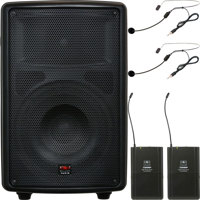 

Galaxy Audio TQ8-24SSN Traveler Quest 8 Battery Powered PA Speaker System, Includes 2x TQREC Receivers, 2x TQMBP Body Pack Transmitter, 2x HS13-UBK Headset Mic