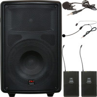 

Galaxy Audio TQ8-24SVN Traveler Quest 8 Battery Powered PA Speaker System, Includes 2x TQREC Receivers, 2x TQMBP Body Pack Transmitter, 1x HS13-UBK Headset Mic, 1x LV13-UBK Lavalier Mic