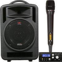 

Galaxy Audio Any Spot Traveler TV10 10" 150W Portable PA System with TV5-REC Single-Channel UHF Receiver and TVHH Handheld Wireless Microphone, Frequency G: 520 to 544MHz