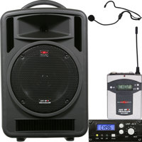 

Galaxy Audio Any Spot Traveler TV10 10" 150W Portable PA System with TV5-REC Single-Channel UHF Receiver, TVMBP Body Pack Transmitter and HS-U3BK Headset Microphone, Frequency G: 520 to 544MHz