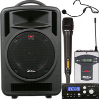 

Galaxy Audio Any Spot Traveler TV10 10" 150W Portable PA System with 2-Channel Receiver, Wireless Handheld & Headset Mics, G: 520 to 544MHz