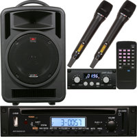 

Galaxy Audio Any Spot Traveler TV10 10" 150W Portable PA System with RM-CD Player, TV5-DREC Dual-Channel UHF Receiver and 2x TVHH Handheld Wireless Microphones, Frequency G: 520 to 544MHz