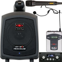 

Galaxy Audio TV5X Traveler Portable Wireless PA Speaker System with Dual Channel Receiver, Headset Microphone, Compact Handheld and Bodypack Transmitter, Frequency 520 to 544MHz