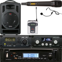

Galaxy Audio TV8 Traveler Portable Wireless PA Speaker System with Dual Channel Receiver, Wireless Handheld Microphone, Audio Link Transmitter, CD and MP3 Player with Remote Controller, Uni Headset, Bodypack Transmitter, Frequency 520 to 544MHz