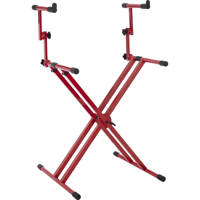 

Gator Cases Frameworks Heavy Duty 2 Tier "X" Style Keyboard Stand with Rubberized Leveling Feet, 175 lbs Capacity, 50" Maximum Height, Nord Red