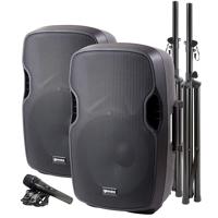 

Gemini PA-SYS15 Complete Dual PA Package, Includes 15" Passive Speaker, 15" Active Speaker, Microphone and 2x Stands