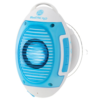 

GoGroove BlueSYNC H2O 3W IPX4 Water-Resistant Bluetooth Shower Speaker with Built-in Microphone and Onboard Controls, Single, White/Blue