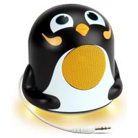 

GoGroove Groove Pal Jr Penguin 3W Portable Night Lamp Light Speaker with Blue LED Base and Passive Woofer, Single, White/Black