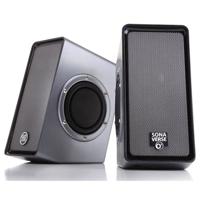 

GoGroove SonaVERSE O2 USB Computer Speakers with Dual Side-Firing Passive Woofers, 7W RMS Power, Pair, Gray