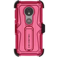 

Ghostek Iron Armor Rugged Case with Tempered Glass and Holster for Moto E5 Cruise, Pink