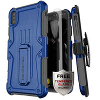 

Ghostek Iron Armor Rugged Case with Tempered Glass and Holster for iPhone XS Max, Gray/Blue