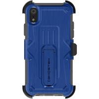 

Ghostek Iron Armor Rugged Case with Tempered Glass and Holster for iPhone XR, Gray/Blue