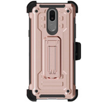 

Ghostek Iron Armor 2 Rugged Kickstand Case with Holster Belt Clip and Tempered Glass Screen Protector for LG K40 Smartphone, Rose Gold