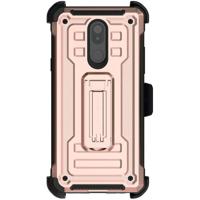 

Ghostek Iron Armor 2 Rugged Kickstand Case with Holster Belt Clip and Tempered Glass Screen Protector for LG Stylo 5 Smartphone, Rose Gold