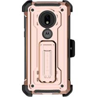 

Ghostek Iron Armor 2 Rugged Kickstand Case with Holster Belt Clip and Tempered Glass Screen Protector for Moto G7 Play Smartphone, Rose Gold