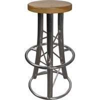 

Global Truss Bar Stool Style Chair with Solid Wooden Seat, Curved Legs