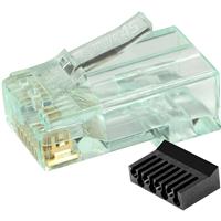 

Go Simply Connect Shielded External Ground Standard WE/SS RJ45 Modular Plugs with Bar45 for Cat6 STP, Green Tint, 50-Pack, Jar