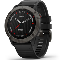 

Garmin fenix 6X Pro Sapphire Edition GPS Smartwatch, Carbon Gray DLC with Black Band