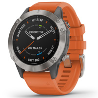 

Garmin fenix 6 Pro Sapphire Edition Multisport GPS Smartwatch, Titanium Gray with Orange Band