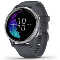 

Garmin Venu GPS Smartwatch, Silver Stainless Steel Bezel with Granite Blue Case and Silicone Band