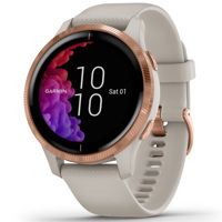 

Garmin Venu GPS Smartwatch, Rose Gold Stainless Steel Bezel with Light Sand Case and Silicone Band