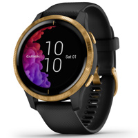

Garmin Venu GPS Smartwatch, Gold Stainless Steel Bezel with Black Case and Silicone Band