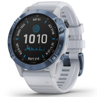 

Garmin fenix 6 Pro Solar Edition GPS Smartwatch, Mineral Blue Titanium with Whitestone Band