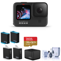 

GoPro GoPro HERO9 Black, Waterproof Sport and Action Camera, 5K/4K Video, Power Bundle with Dual Charger, 3 Extra Battery, 128GB microSD Card, Cleaning Kit