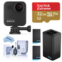 

GoPro MAX 360 Action Camera - Bundle With 32GB MicroSDHC Card, GoPro 1600mAh Lithium-Ion Battery, GoPro Dual Battery Charger With 1600mAh Lithium-Ion Battery, Cleaning Kit, Microfiber Cloth
