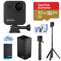 

GoPro MAX 360 Action Camera - Bundle With 32GB MicroSDHC Card, GoPro Dual Battery Charger With 1600mAh Lithium-Ion Battery, GoPro Grip + Tripod, Cleaning Kit, Microfiber Cloth
