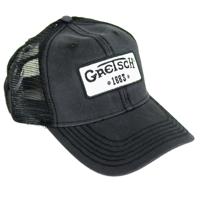 

Gretsch Limited Edition Mesh Back Vintage Trucker Hat with 1883 Logo Patch, Adjustable, One Size Fits All, Black