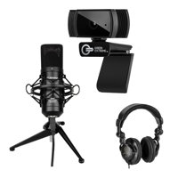 

Green Extreme T200 HD Webcam 1080p 30FPS Widescreen Mode, Autofocus System, Hi-Speed USB 2.0 - Alctron UM900 USB Condenser Microphone - Studio Monitor Headphones