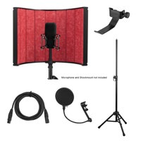 

H&A Studio Isolation Filter (Red Composite, Metal Back) + Reflection Filter Stand + Pop Filter + Platinum Pro Quad 15' XLR Cable + Clamp On Headphone Holder