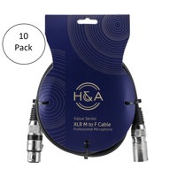 

H&A Value Series 10 Pack XLR M to F Professional Microphone Cable - 3'