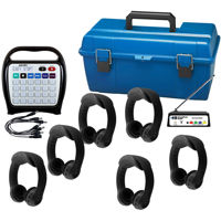 

Hamilton Buhl Juke24 6 Person Wireless Listening Center with 6 FLEXW1BK Headphones (Black) & LCP Carrying Case