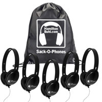 

Hamilton Buhl Sack-O-Phones - 5x Primo Stereo Headphones with One Carry Bag, Black